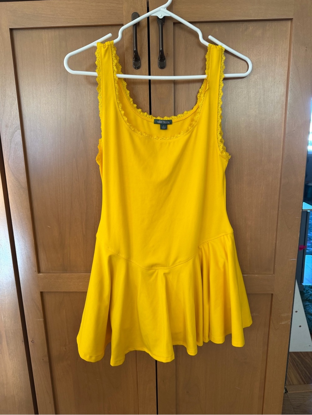 wild fable Yellow Lace-Trim Sleeveless Romper Dress